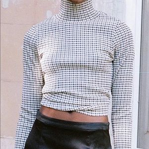 Stretchy gingham turtle neck from Australian brand Permanent Vacation.
